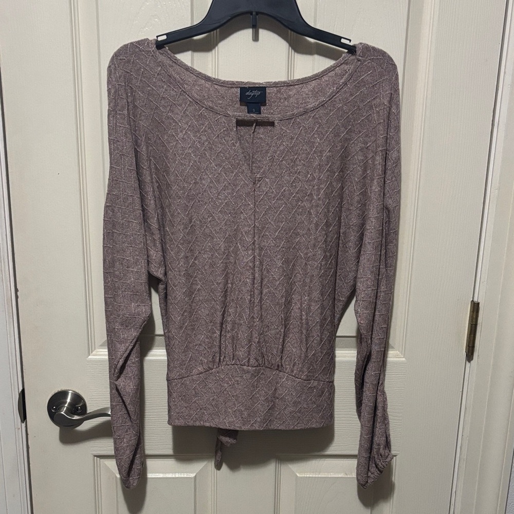 Daytrip mauve shimmer Long Sleeve Knit Top